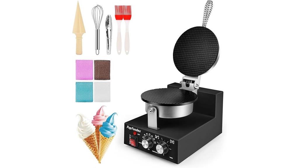 adjustable temperature waffle cone maker