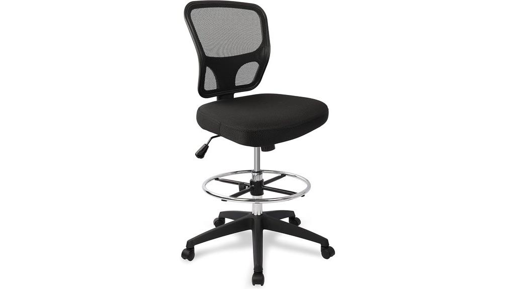 armless rolling drafting chair