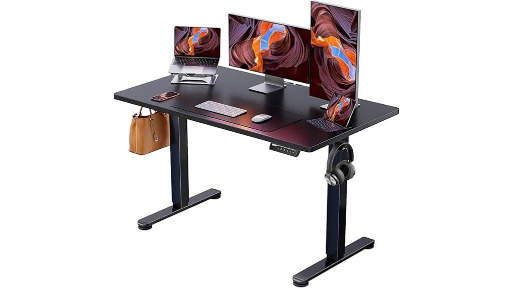 black adjustable electric desk