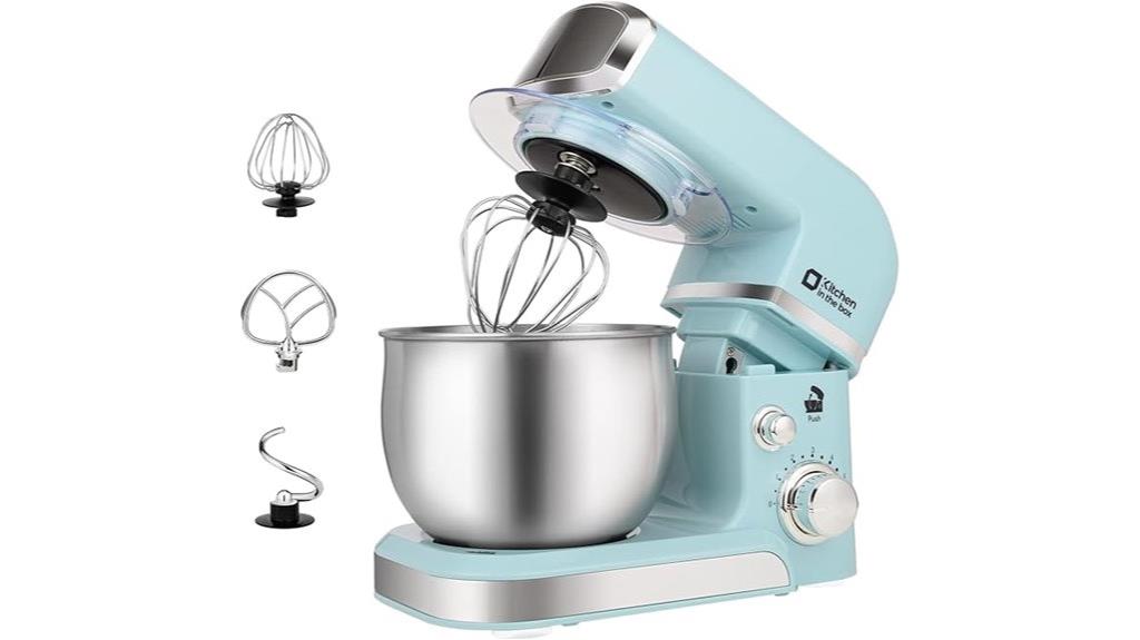 blue kitchen stand mixer