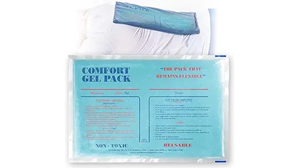 comfortable gel pack size