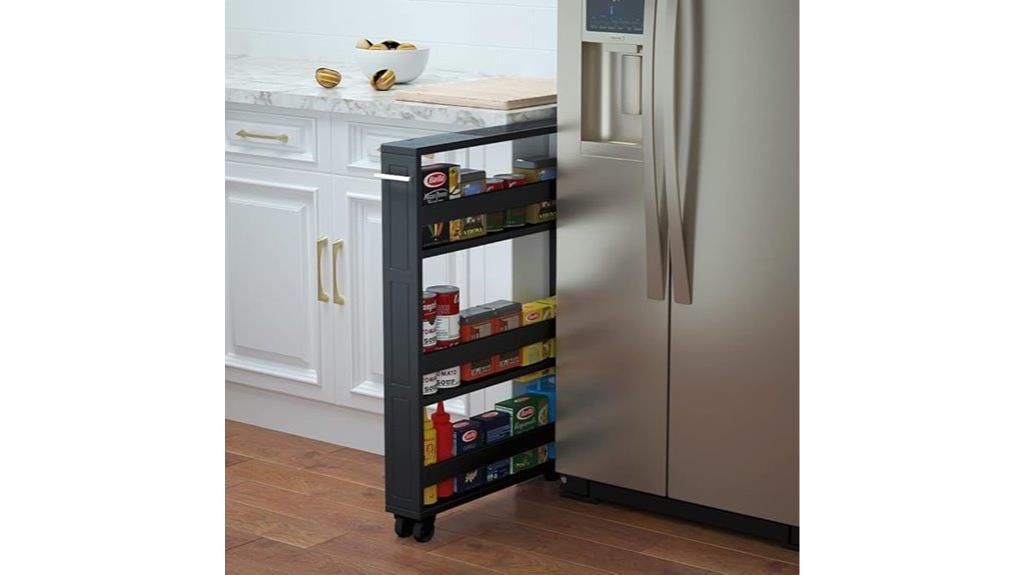 compact three tier rolling shelf