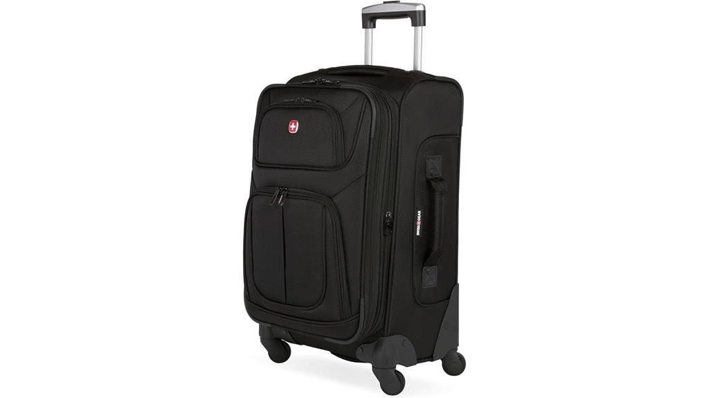 expandable 21 inch black luggage