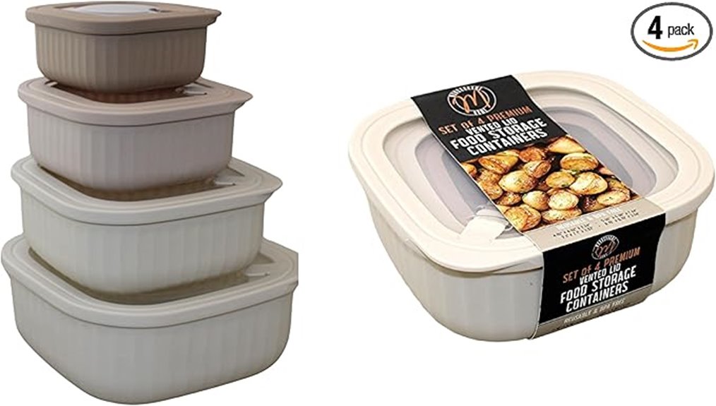 four bpa free square containers