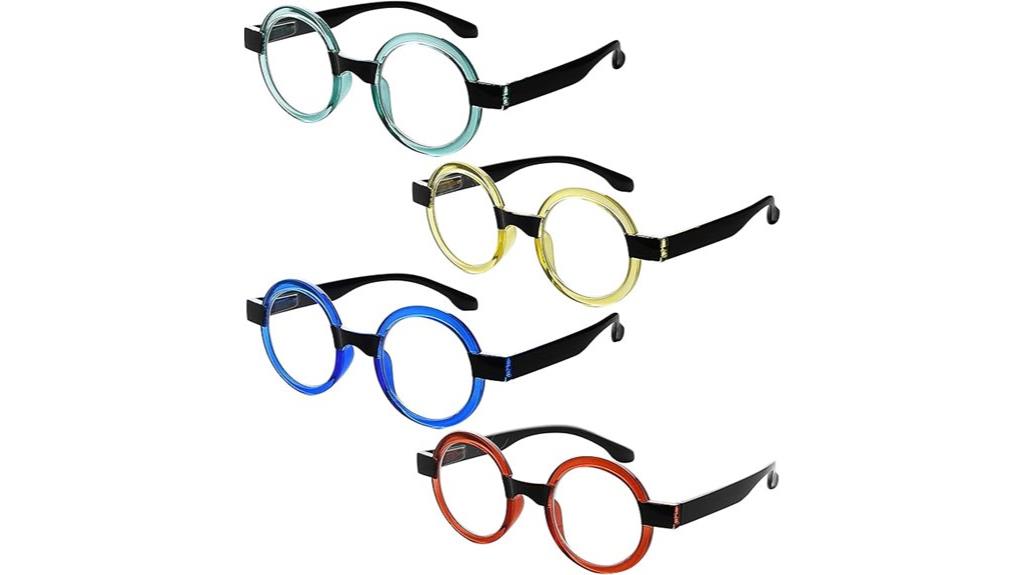 four pack round reading glasses