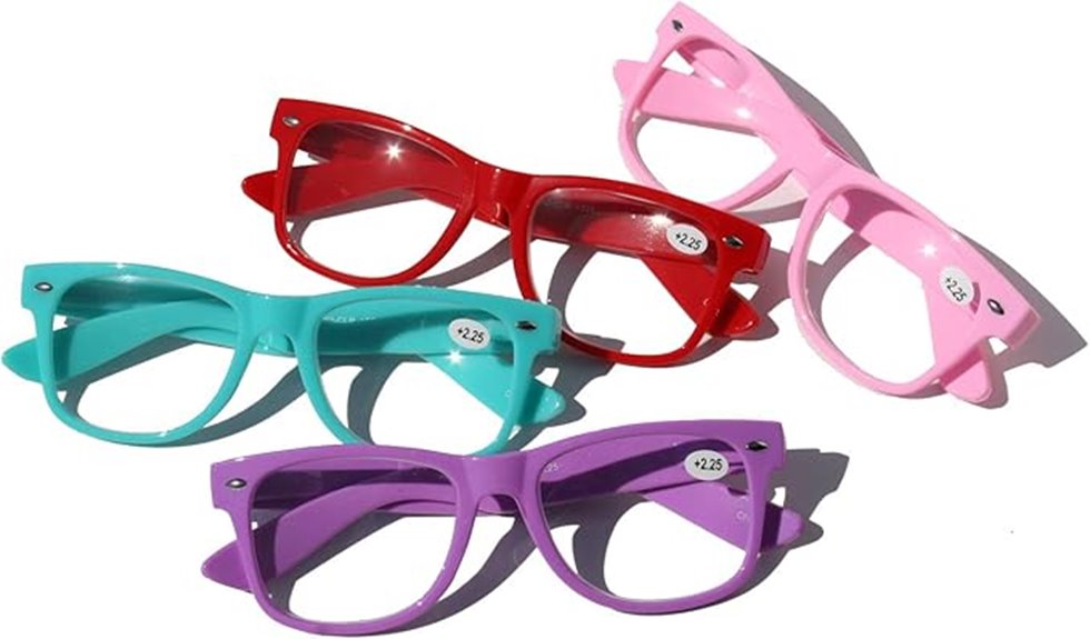 four pairs reading glasses