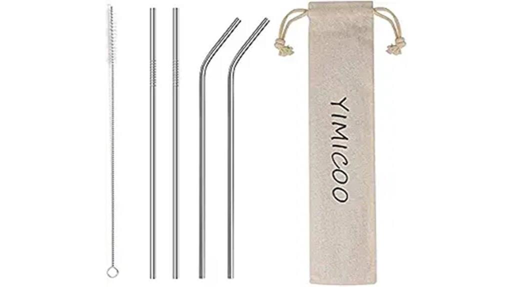 four reusable silver straws