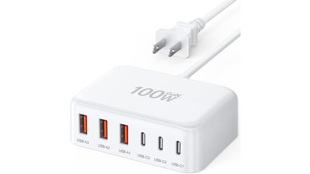 high power 6 port usb c charger