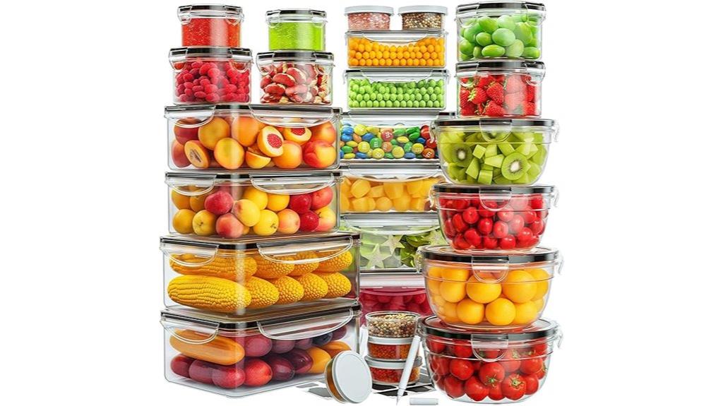 large set of containers