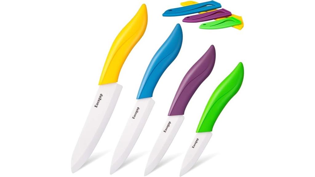 multicolor 4 piece ceramic knife
