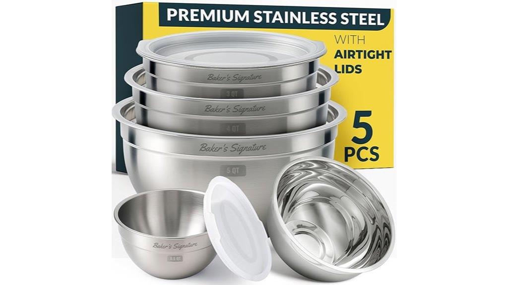 set of 5 stainless bowls