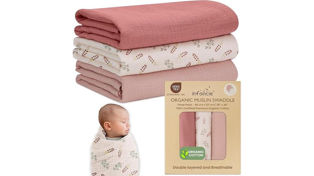 set of three organic cotton blankets