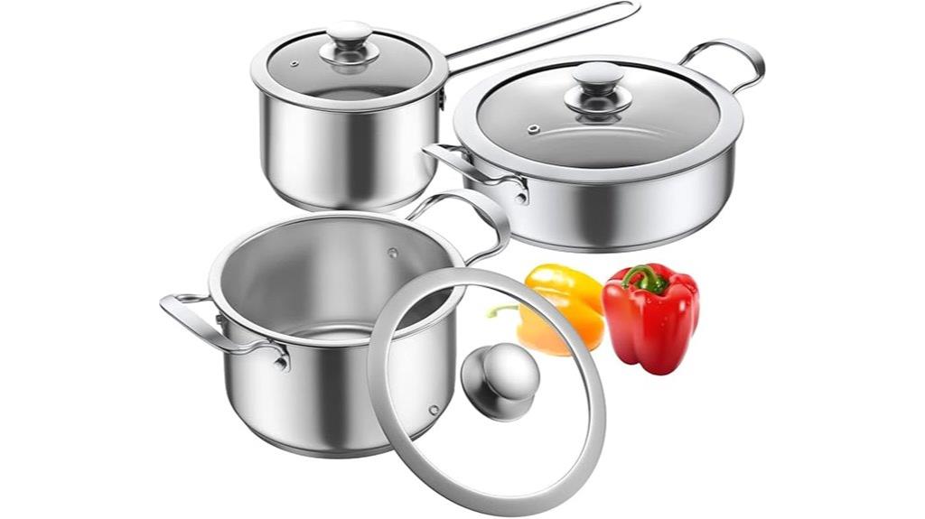 six piece stainless cookware set