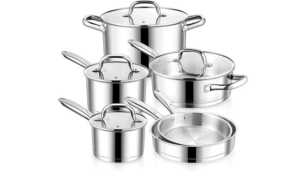 ten piece stainless cookware