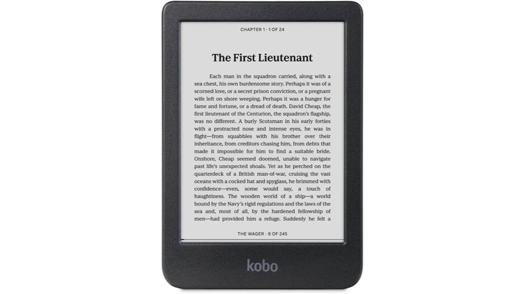 waterproof 6 inch touchscreen ereader