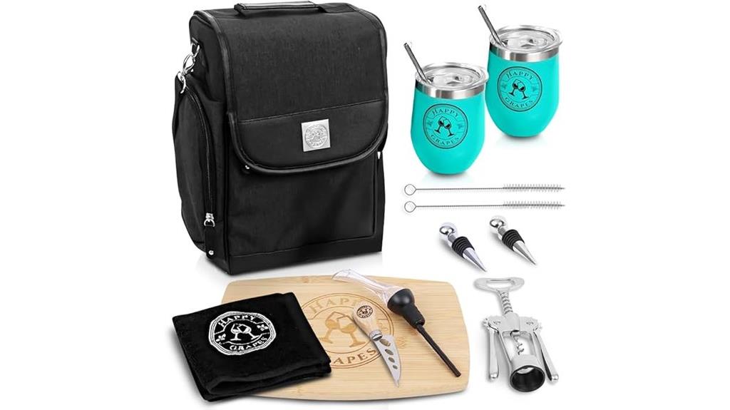 wine tote with tumblers
